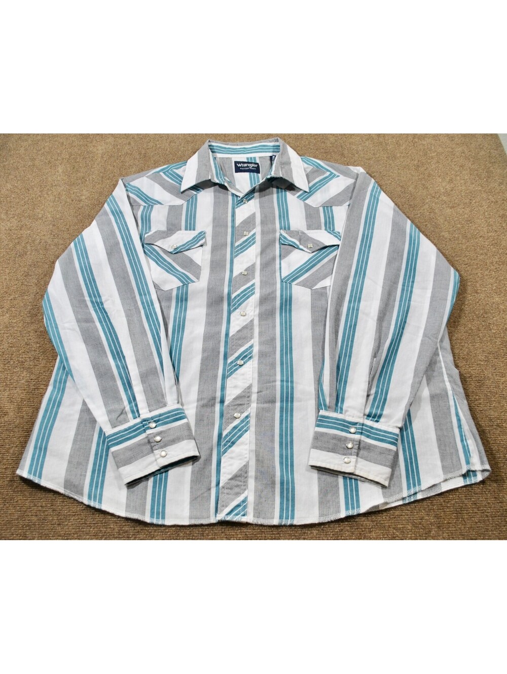 Wrangler Western Cowboy Pattern Blue White 90s Vintage Button Shirt X-Large